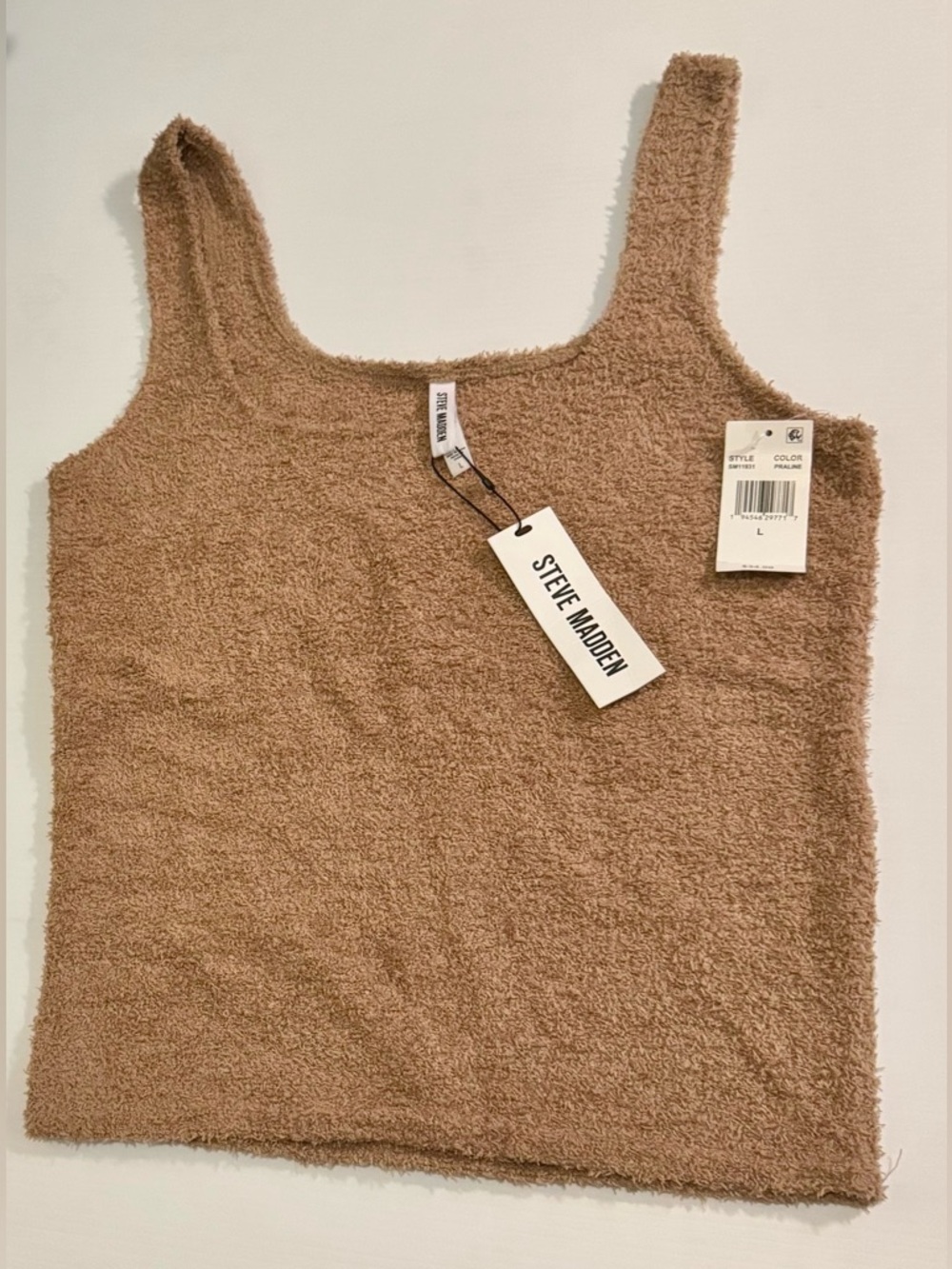 NWT Steve Madden Women's Cozy Teddy Tank Top in Camel Size Large